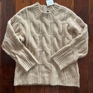 American Eagle Outfitters Cable Knit Crew Neck Sweater - Cream